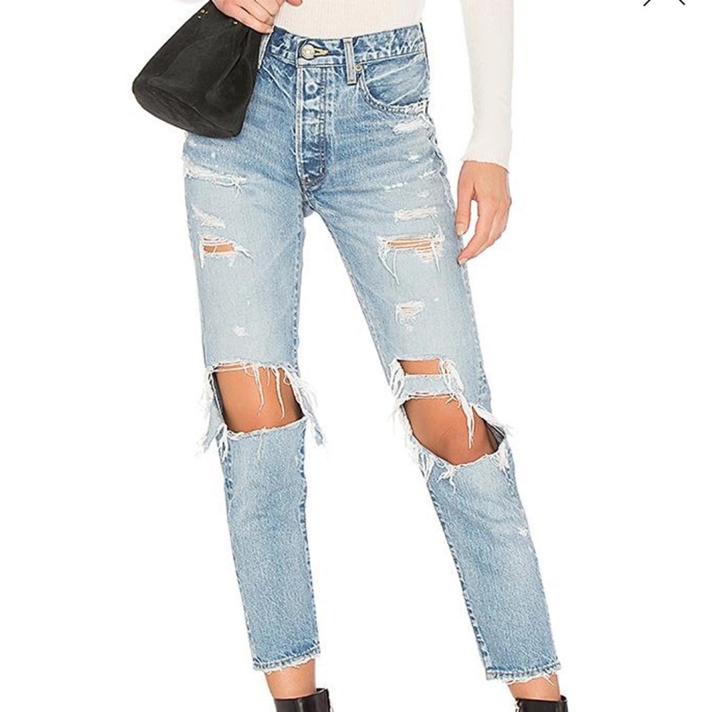 Moussy “Hayden” tapered distressed jeans